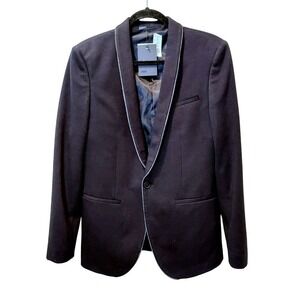 ASOS Mens Blazer Jacket 38R Regular Fit‎ Skinny Trim Black Casual Office New